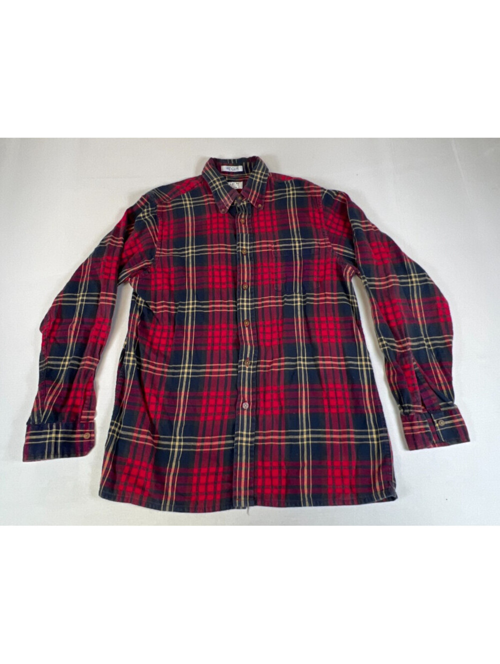 Arrow Sport Men Medium Red Plaid Long Sleeve Cotton Button Down Shirt